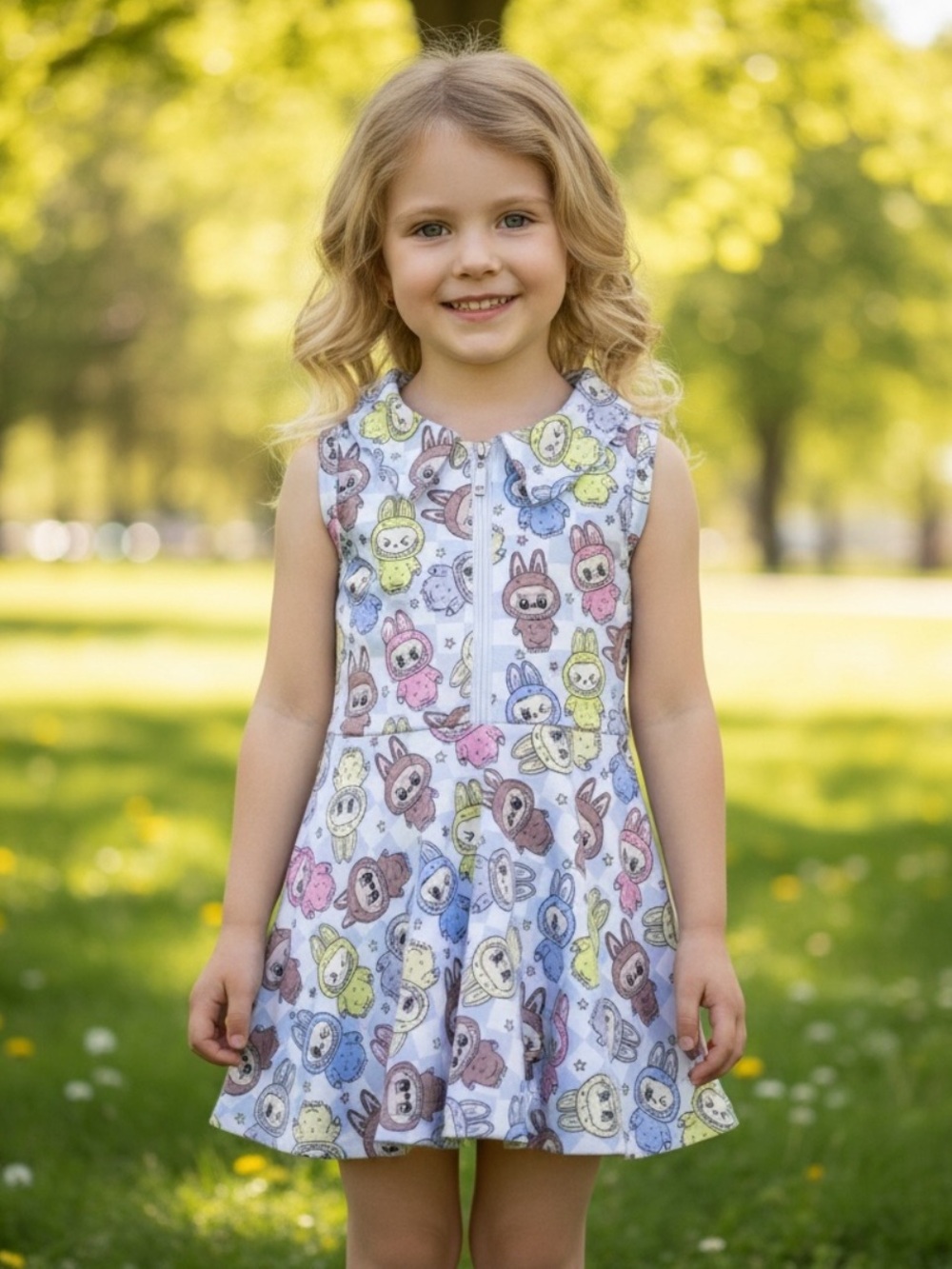 New Girls' Boutique Labubu Print Athletic Dress Monsters Summer Stretch